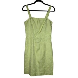 Rimini by Shaw Vintage 90s Y2K Embroidered Sheath Dress Mini Green White Flowers